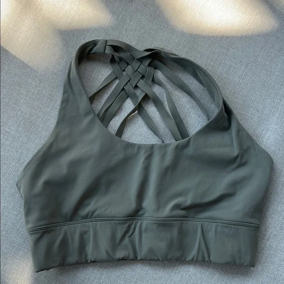 Crisscross Back Sports Bras in Green and Brown - Picture 4 of 5
